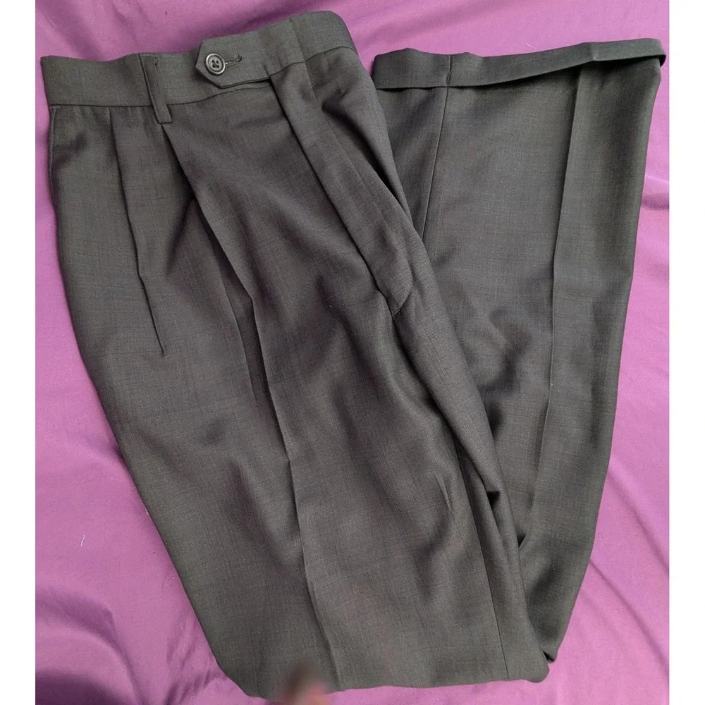 Haggar Black Label NWT Dress Pants Mens 36x32 Double Pleated Cuffed Gray